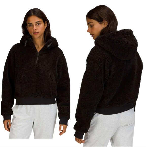 Lululemon Textured Fleece 1/2 Zip Black - Picture 1 of 8
